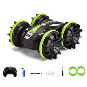 2.4G Radio RC High-Speed Racing Children&#39;s Crawler Tank Double-Sided Stunt Amphibious Waterproof Driving on Land Water Car Toy ZopiStyle