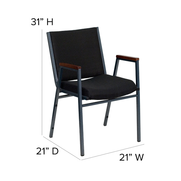 Series Heavy Duty Black Dot Fabric Stack Chair with Arms  Office Chair  Ergonomic Chair ZopiStyle