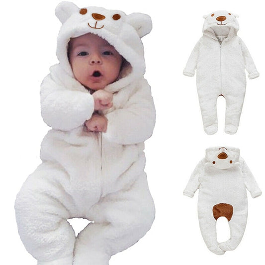 Newborn Baby Boy Girl Kids Bear Hooded Romper Jumpsuit Bodysuit Clothes Outfits Long Sleeve Playsuit Toddler One Piece Outfit ZopiStyle