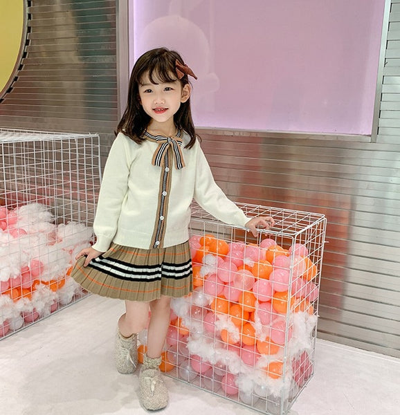 2022 Autumn New Arrival Girls Fashion Knitted 2 Pieces Sets Sweater Coat+skirt Girls Boutique Outfits Baby Girl Winter Clothes ZopiStyle