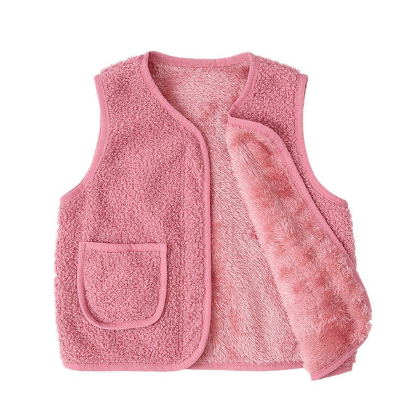 Autumn Winter Vest For Girls Kids Children&#39;S Sleeveless Plus Velvet Vest Boys Teddy Hair Toddler Baby Waistcoat Warm Clothes ZopiStyle