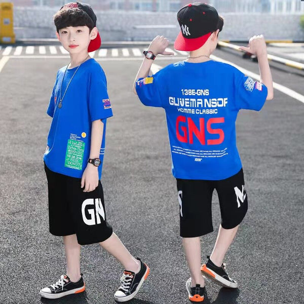 New Boys Clothes Sets Summer 2022 Short Sleeve Sweatshirt + Pants 2PCS Kids Clothing Children Outfits Teenage 4 6 8 10 12 Years ZopiStyle
