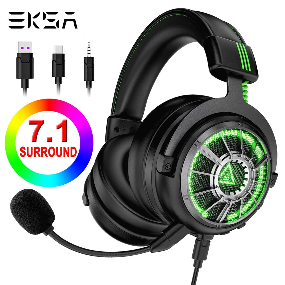 EKSA Headphones Gaming PC Type-c USB 3.5mm PS4 ENC Headsets 7.1 Surround Sound HD Microphone Gaming Overear Laptop Tablet Gamer ZopiStyle