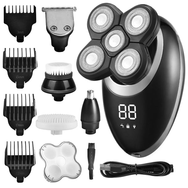 Electric Shaver For Men Beard Hair Trimmer Electric Razor 5D Floating Five Blade Heads Electric Nose Hair Trimmer LCD Display ZopiStyle