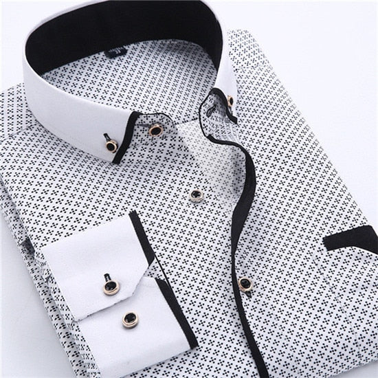 Big Size 4XL Men Dress Shirt 2016 New Arrival Long Sleeve Slim Fit Button Down Collar High Quality Printed Business Shirts MCL18 ZopiStyle
