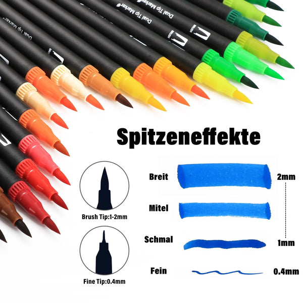 12/48/72/132 Colors Watercolor Art Markers Brush Pen Dual Tip Fineliner Drawing for Calligraphy Painting Stationery Art Supplies ZopiStyle