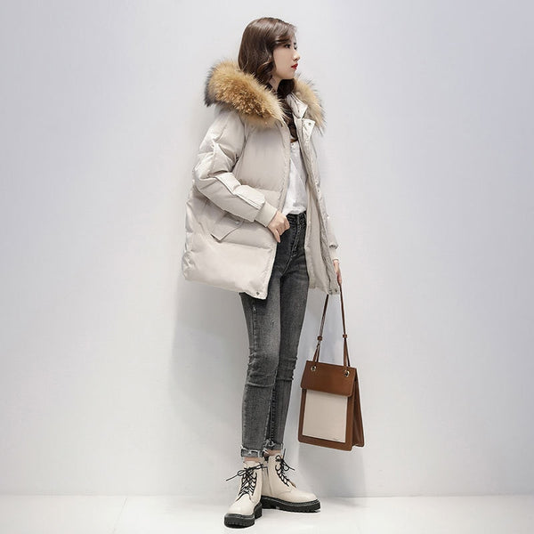 Куртка Ropa 2022 New Warm Thicken Loose Down Jacket Women Winter Short Hooded Fur Collar Cotton Coat Korean Female Parkas Basic ZopiStyle