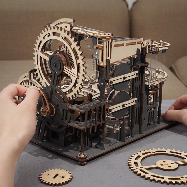 Robotime Rokr Marble Run Set 5 Kinds 3D Wooden Puzzle DIY Model Building Block Kits Assembly Toy Gift for Teens Adult Night City ZopiStyle