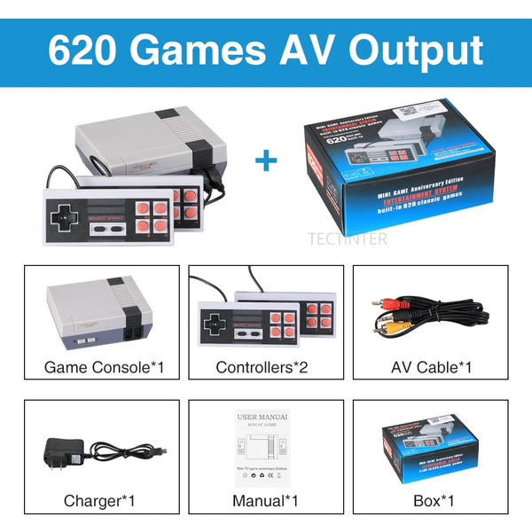 Family TV Retro Games Controller Mini 620 Retro Video Games Console Double Players 8 Bit Support AV Out ZopiStyle