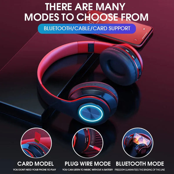 B39 Headset Wireless Bluetooth Headset Colorful Luminous Card-Inserting Game Music Sports Support Mobile Phone Computer ZopiStyle
