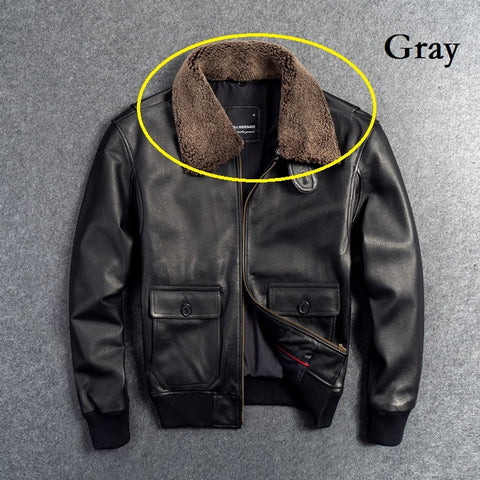 Free shipping.Classic G1 style mens cowhide coat,bomber leather clothes,black genuine Leather jacket.homme top gun wear ZopiStyle