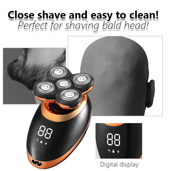 Electric Shaver For Men Beard Hair Trimmer Electric Razor 5D Floating Five Blade Heads Electric Nose Hair Trimmer LCD Display ZopiStyle