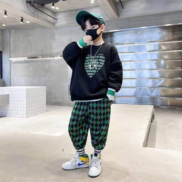 2022 Spring Autumn Kids Print Children top+ Pants 2 pcs set teenage Boys  Casual Clothes  Fashion Tracksuits 6 8 10 12 14 years ZopiStyle