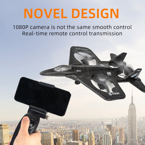 RC Plane X66 with 1080p Wide Angle Camera Radio Controlled Plane Foam Remote Control Aircraft Fighter Drone Toys for Boys ZopiStyle