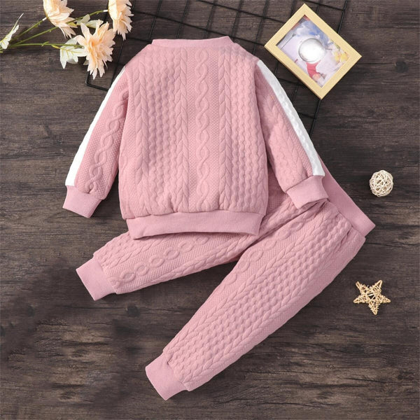 2pcs Kids Clothing Sets Solid Color Long-sleeve Imitation Knitting Baby Sets Kids Boys Girls Winter Clothing Suits For 1-6 Years ZopiStyle