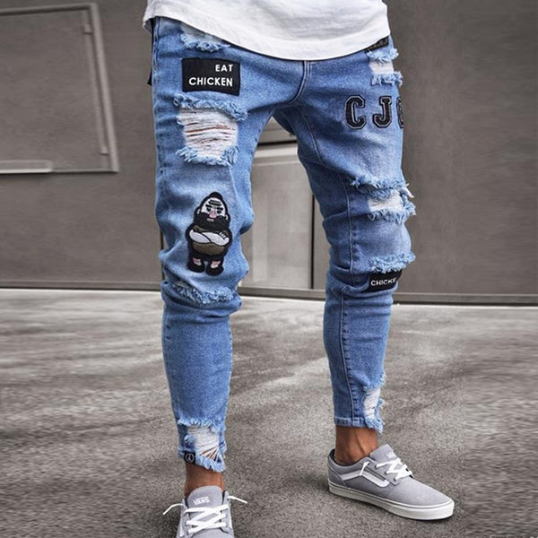 Fall Fashion Jeans Classic Fit Frayed Beard Stretch Men&#39;s Pants Spring Casual Sports High Quality Everyday Denim Trousers S-4XL ZopiStyle