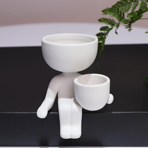 Creative Cute Imitation Humanoid Ceramic Flower Pot Succulent Planter Crafts Vase Home Decoration Personalized Gift Wholesale ZopiStyle
