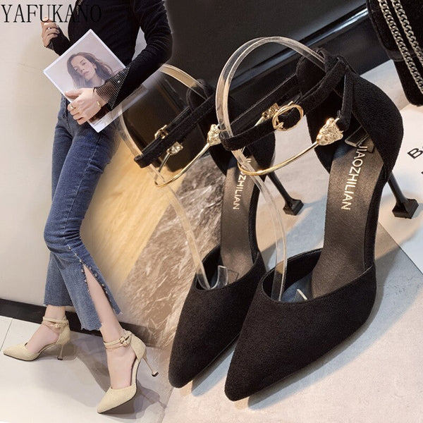 2022 New Concise Elegant Female High Heels Korean Wild Shallow Mouth Single Shoes Fashion Middle Hollow Comfort Work Shoes ZopiStyle