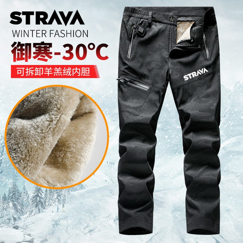 New Men&#39;s Winter Pants Waterproof Thicken Fleece Hiking Pants Thermal Windproof Outdoor Trousers For Men Anti-scratch Keep Warm ZopiStyle