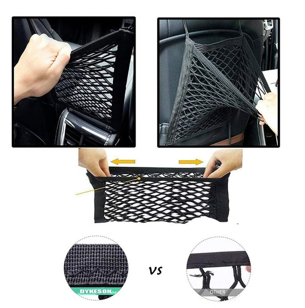 Car Elastic Storage Net Bag Between Seats Auto Interior Organizer Car Divider Pet Barrier Universal Stretchable 3 Layer Mesh Bag ZopiStyle