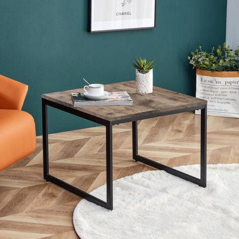 Quare Coffee Table\  22.8 Inch Industrial Cocktail Table for Living Room\  Large Accent Center Table Table Wood ZopiStyle