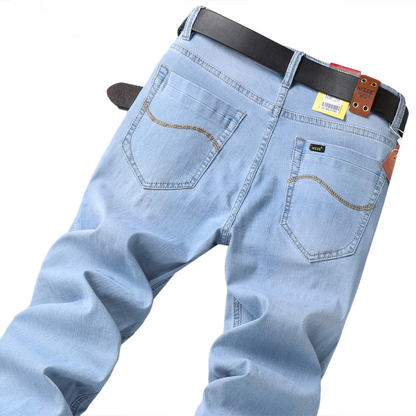 SULEE Brand 2022 New Fashion Utr Thin Light Men's Casual Summer Pants  Style Jeans Skinny  Trousers Tight Pants Solid Colors ZopiStyle