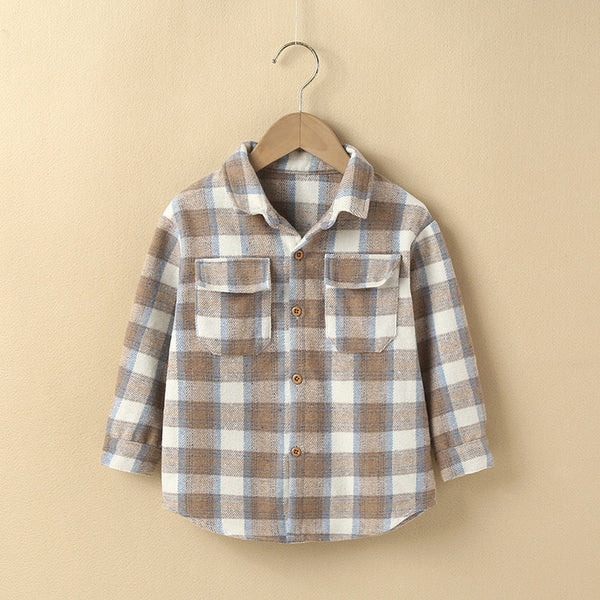 Fashion Baby Girl Boy Plaid Shirt Jacket Cotton Child Shirt Thick Wool Loose Outfit Winter Spring Fall Baby Casual Clothes 3-14Y ZopiStyle