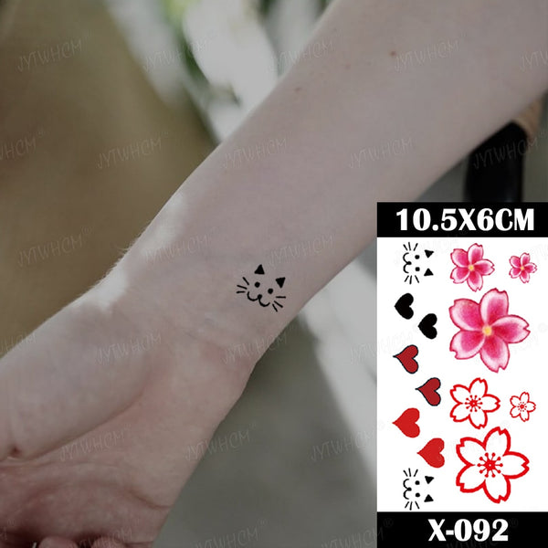 Waterproof Temporary Tattoo Sticker Black Flame Rose Heart Henna Tattoo Finger Art  Moon Cross Deer Flash Fake Tatto Female Male ZopiStyle