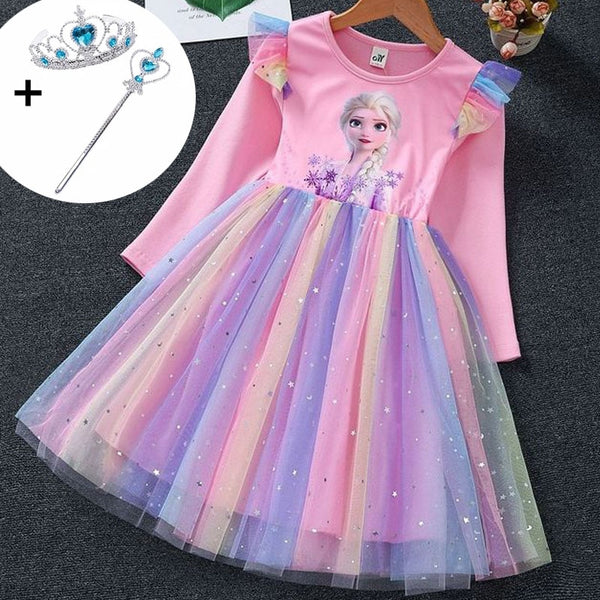 Fall Dresses for Girls Vestidos Frozen Elsa Dresses Birthday Party Long Sleeve Princess Costume Teen Children&#39;s Prom Dress ZopiStyle