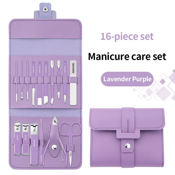 12/16Pcs Nail Clipper Set Nail Cutter Scissors Nail Polishing Stainless Steel Pedicure Trimmer Folding Storage Bag Manicure Tool ZopiStyle