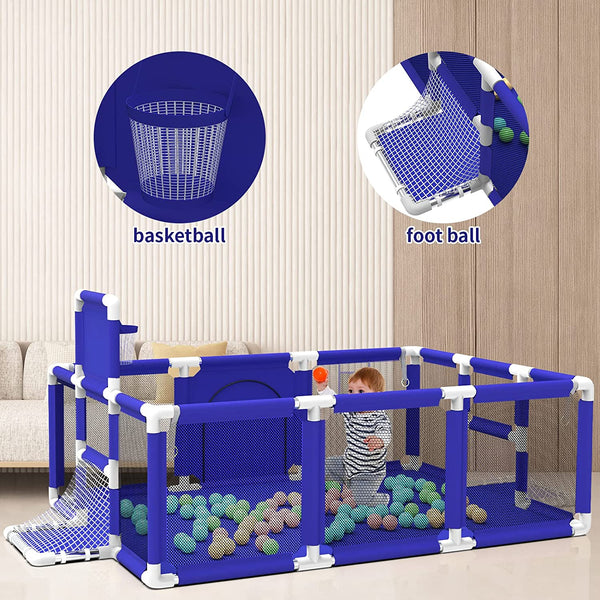 Baby Play Pen Kids Playpen for Toddlers Baby Ball Pit Indoor Outdoor Use Infant Safety Gates with Breath 6 Months~6 Years Old ZopiStyle