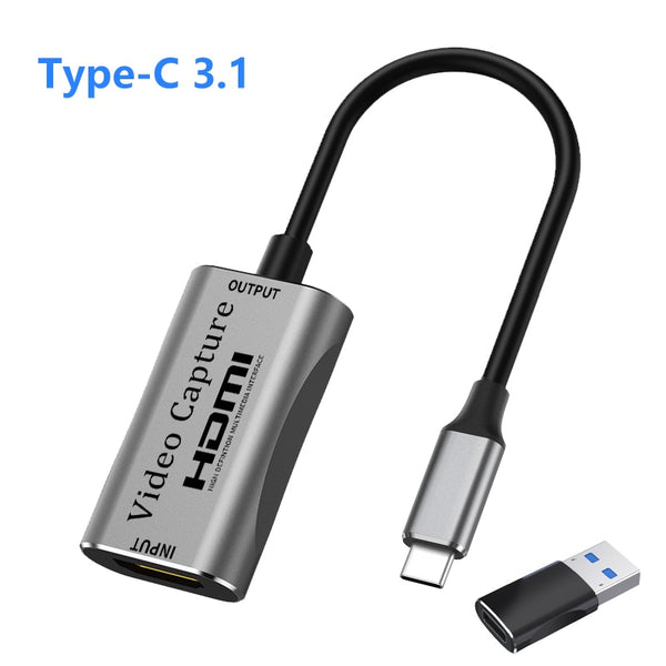 USB 3.0 Type-C Video Capture Card 1080P 60fps 4K HDMI-compatible Video Grabber Box for Macbook PS4 5 XBox Game Camera Recorder ZopiStyle