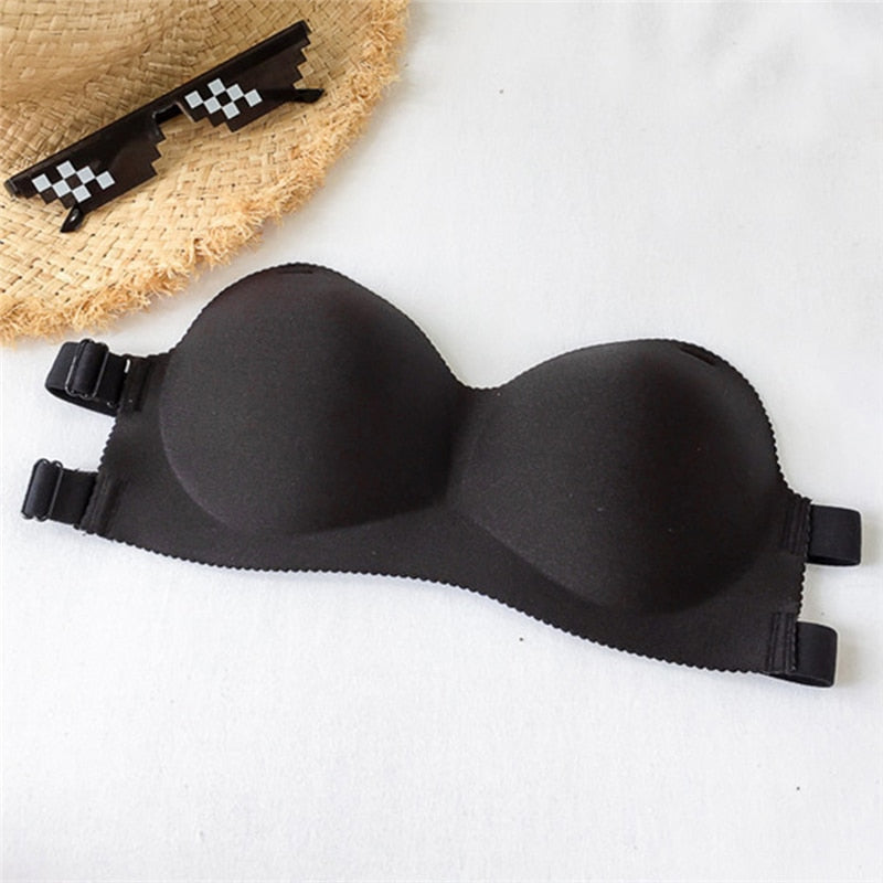 Sexy Backless Invisible Bra Push Up For Women Lingerie  Seamless Brassiere Black Strapless Bandeau No Sewing Bra ZopiStyle