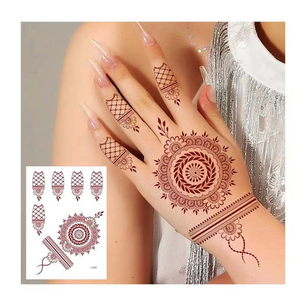 Waterproof Henna Tattoo Brown Henna Stickers for Hand Fake Tattoo for Women Body Art Temporary Hena Design Mehndi Stickers ZopiStyle