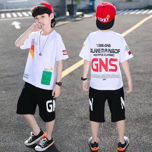 New Boys Clothes Sets Summer 2022 Short Sleeve Sweatshirt + Pants 2PCS Kids Clothing Children Outfits Teenage 4 6 8 10 12 Years ZopiStyle