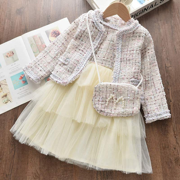 Menoea Girls Princess Clothes Suits Winter Style Kids Girls Party Elegant Toddler Outfit Children Woolen Clothing Sets 2-7Ys ZopiStyle