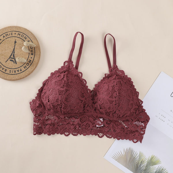Floral Lace Bralette Sexy Bras For Women Lace Bra Female Underwear Soft Intimates Deep V Brassiere Sexy Lingerie Push Up Bra ZopiStyle