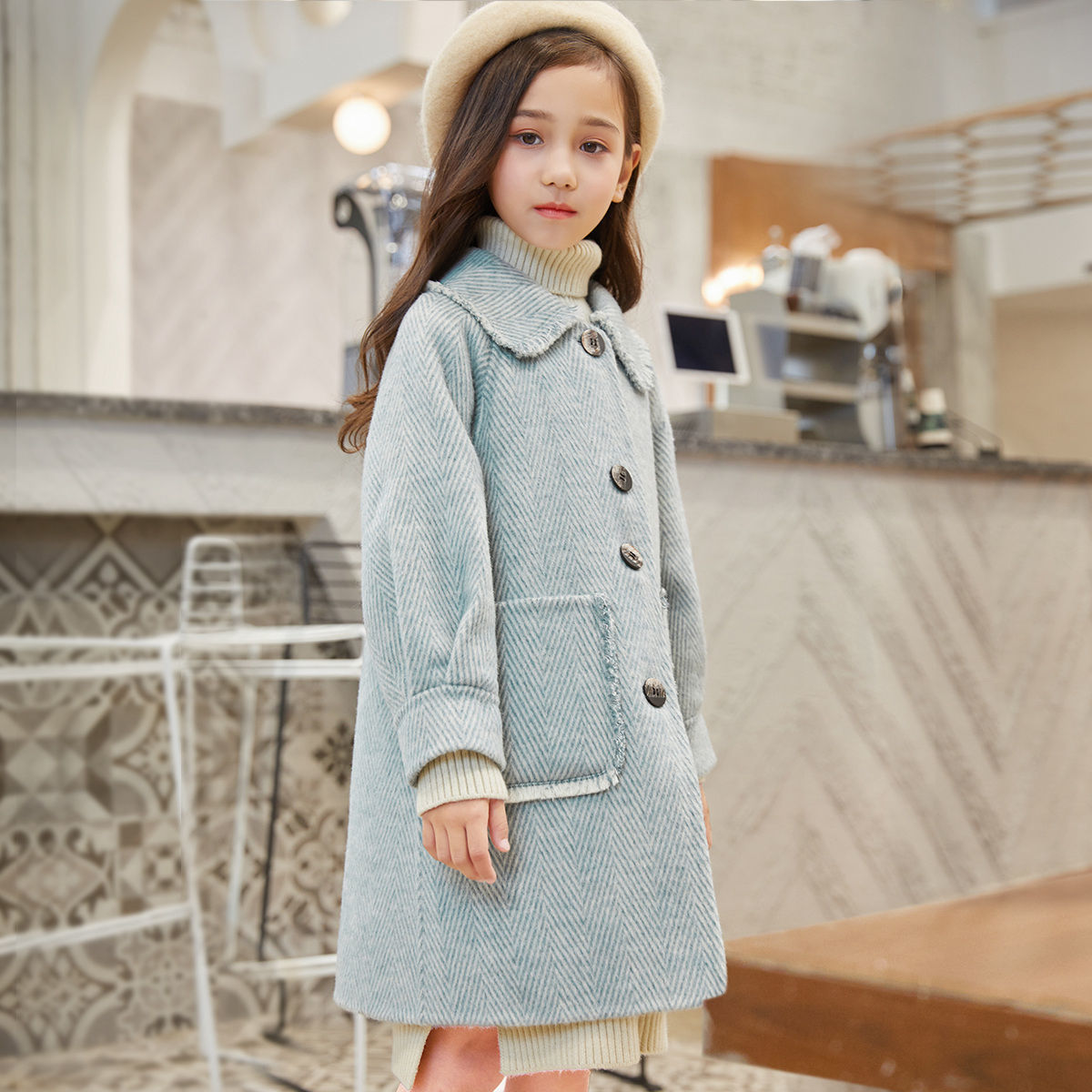 EACHIN Kids Wool Coats 2022 New Thick Casual Outwear Girl Wool Jackets Children Long Overcoat Fashion Winter Clothes for Girls ZopiStyle