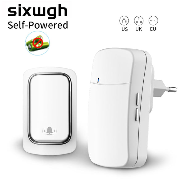 SIXWGH Wireless Doorbell No Battery required Waterproof Self-Powered Door bell Sets Home Outdoor Kinetic Ring Chime Doorbell ZopiStyle