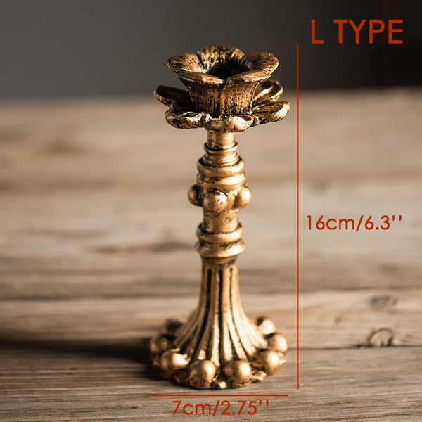 Retro Candlestick Resin Candle Holder Sconce Nostalgic Antique French Candle Stick Rack Accessories Home Decor Photography Props ZopiStyle