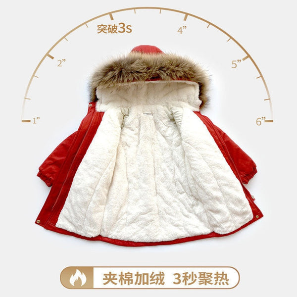 Girls Cotton-padded Clothes Winter New Girl Foreign Style Plus Velvet Thick Warm Cotton-padded Clothes To Overcome Children Coat ZopiStyle