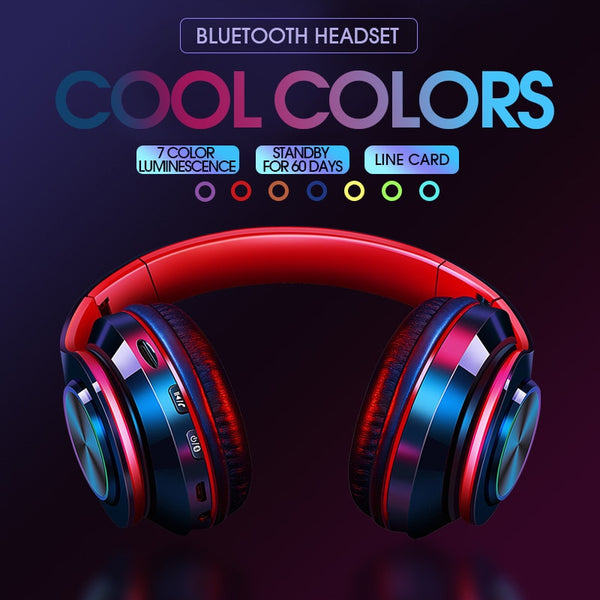 B39 Headset Wireless Bluetooth Headset Colorful Luminous Card-Inserting Game Music Sports Support Mobile Phone Computer ZopiStyle