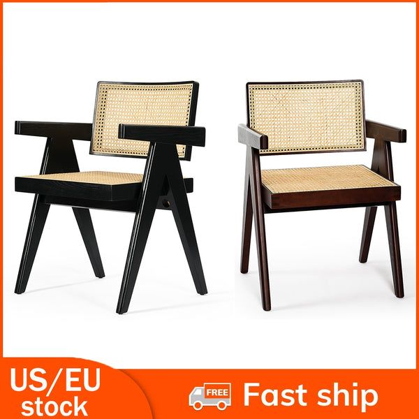 Nordic Rattan Chair Sofa Rattan Dining Chairs Ash Wood Leisure Living Room Chair with Armrests Balcony Lounge Modern Recliner ZopiStyle