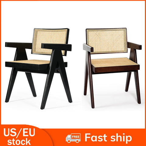 Nordic Rattan Chair Sofa Rattan Dining Chairs Ash Wood Leisure Living Room Chair with Armrests Balcony Lounge Modern Recliner ZopiStyle