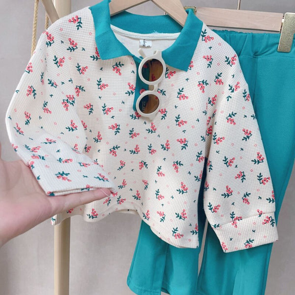 Girl Fall Clothes Sets 2022 Spring Autumn Long Sleeve Floral Shirt Top &amp; Pants 2pcs Baby Girl Clothing Set Kids Clothes Girls ZopiStyle