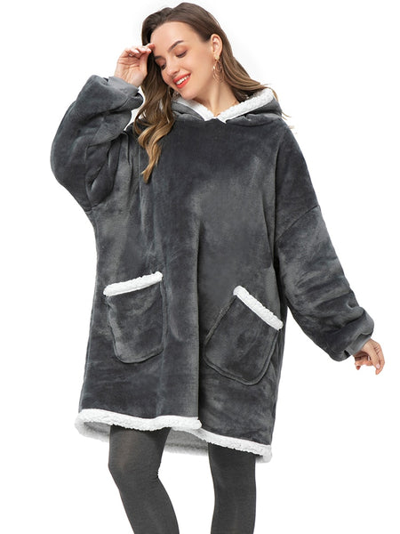 Oversized Hoodies Sweatshirt Women Winter Hoodies Fleece Giant TV Blanket With Sleeves Pullover Oversize Women Hoody Sweatshirts ZopiStyle
