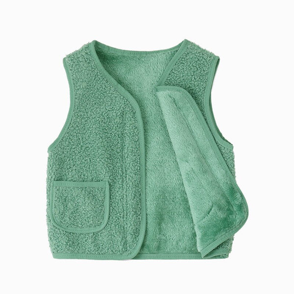 Autumn Winter Vest For Girls Kids Children&#39;S Sleeveless Plus Velvet Vest Boys Teddy Hair Toddler Baby Waistcoat Warm Clothes ZopiStyle