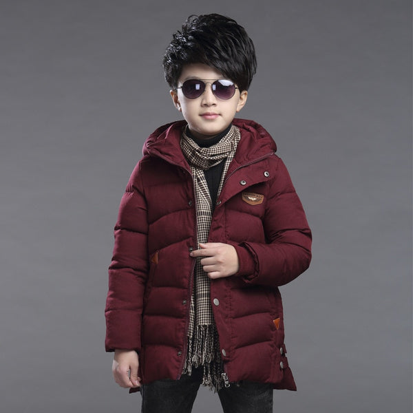 2022 New Winter Keep Warm Teenage Boys Jacket 3-14 Years Long Slim Fit Fashion Hooded Coat For Kids Children Outdoor Windbreaker ZopiStyle