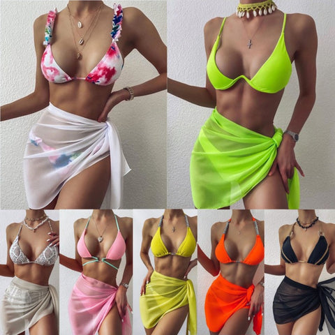 2022 New Womens Sarong Dress Swimwear Bikini Beach Wear Cover Up Swimsuit Wrap Skirt Bikini Candy Color Bathing Skirt