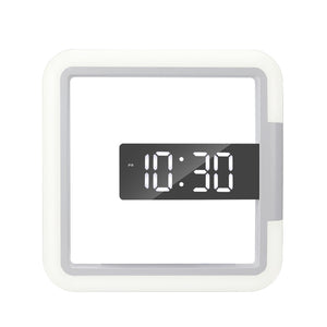 1 Set Square  Rgb  Clock Multifunctional Creative Home Thermometer Digital Alarm Clock Led Mirror Hollow Wall Clock White ZopiStyle